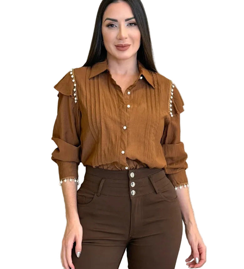 Pocali - Πουκάμισο από Κρεπ Ύφασμα με Πέρλες (Pearly Crepe Shirt)