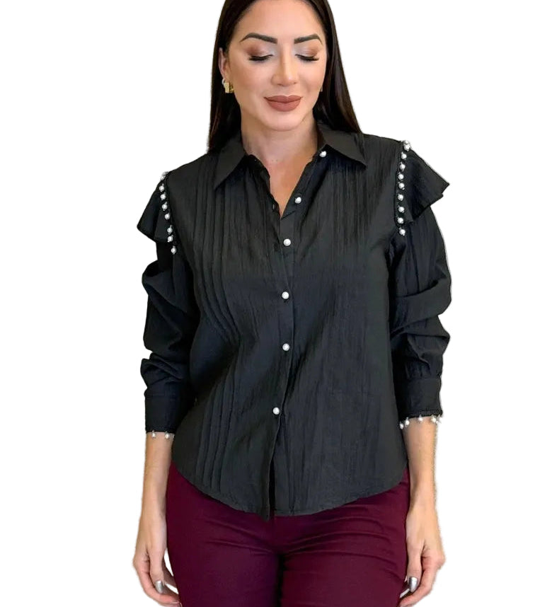 Pocali - Πουκάμισο από Κρεπ Ύφασμα με Πέρλες (Pearly Crepe Shirt)