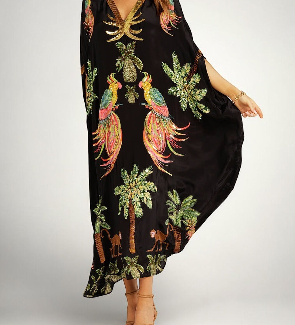 Σαχάρα | Drop Shoulder Μανίκι Coconut Tree Printed Φόρεμα