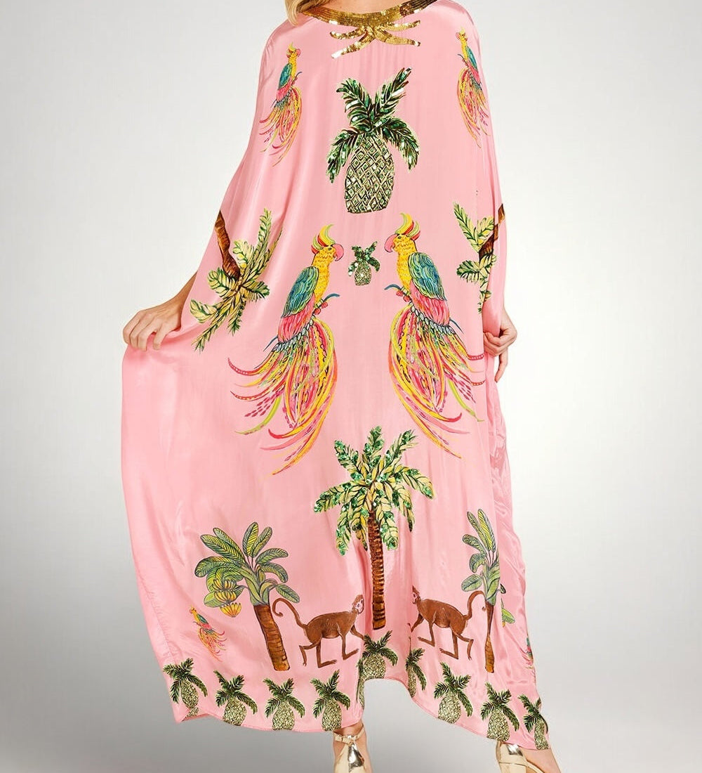 Σαχάρα | Drop Shoulder Μανίκι Coconut Tree Printed Φόρεμα