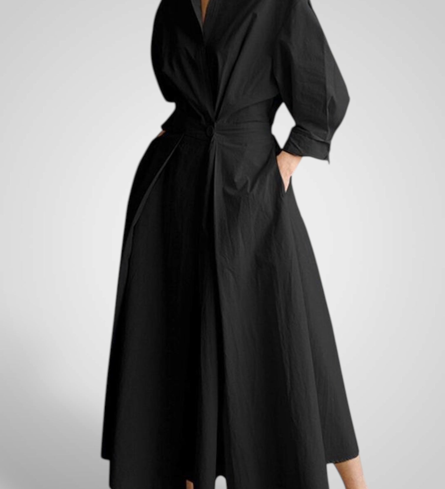 Έλλα | Γυναικεία Μάξι Φόρεμα με Pockets, Buttons, Μακρυμάνικο