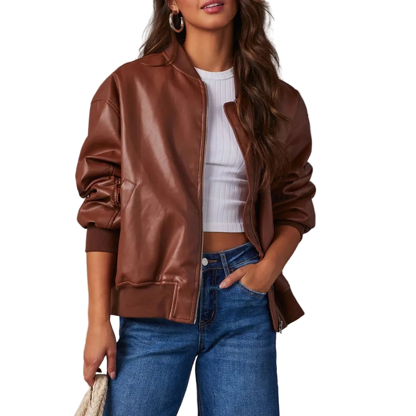 Antonella - Μπουφάν Bari Oversized από Τεχνητό Δέρμα (Bari Oversized Faux Leather Jacket)