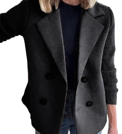 Amora - Κομψό Σακάκι με Πλεκτά Μανίκια (Elegant Knit-Sleeve Blazer)